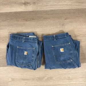 Lot 2 Carhartt FR Carpenter Jeans Mens 42x29 Flame Resistant Work Dungaree